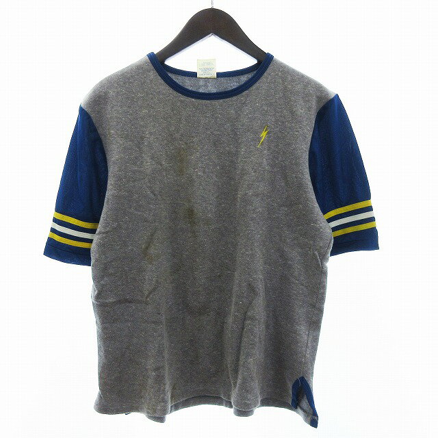 【中古】ヴィンテージ VINTAGE Lightning Bolt 70s 80s Tシャツ カットソー 半袖 ワンポイント 青 グレー ブルー L メンズ 【ベクトル 古着】 250415