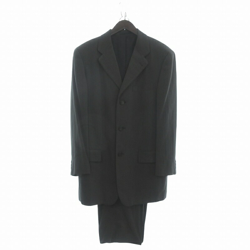 【中古】イッセイミヤケメン ISSEY MIYAKE MEN スーツ セットアップ テーラードジャケット シングル 3B スラックス ワンタック ウール混 無地 ダークグレー XL メンズ 【ベクトル 古着】 250427