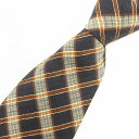 【中古】エルメネジルドゼニア Ermenegildo Zegna 美品 ネクタイ ワイドタイ シルク チェック 紺 茶 ブラウン ネイビー 小物 メンズ 【ベク...