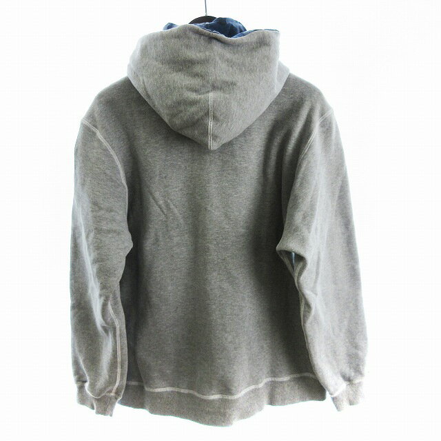 【中古】サイコバニー Psycho Bunny パーカー スウェット フルジップ 裏起毛 長袖 ワンポイント コットン グレー 2L 大きいサイズ メンズ 【ベクトル 古着】 250514