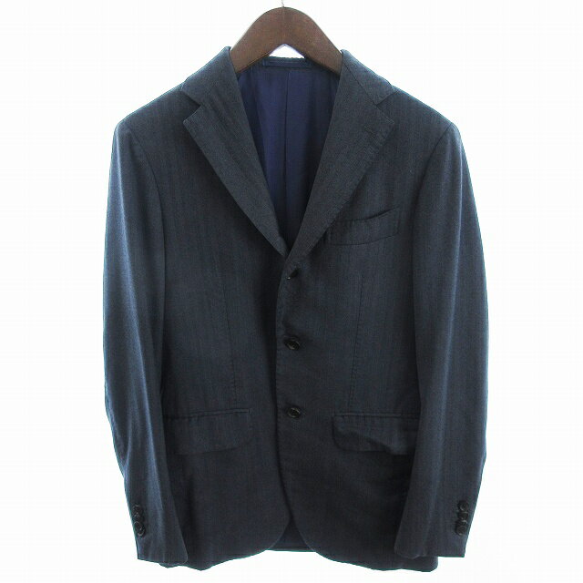 【中古】麻布テーラー azabu tailor ブリッラ ペル イル グスト Brilla per il gusto テーラードジャケット ブレザー シングル 3B 総裏 ストライプ グレー 42 メンズ 【ベクトル 古着】 250610