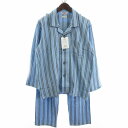 【中古】未使用品 グンゼ GUNZE タグ付き パジャマ 長袖シャツ イージーパンツ セットアップ ストライプ 青 ブルー M ナイトウェア ■FF メンズ 【...