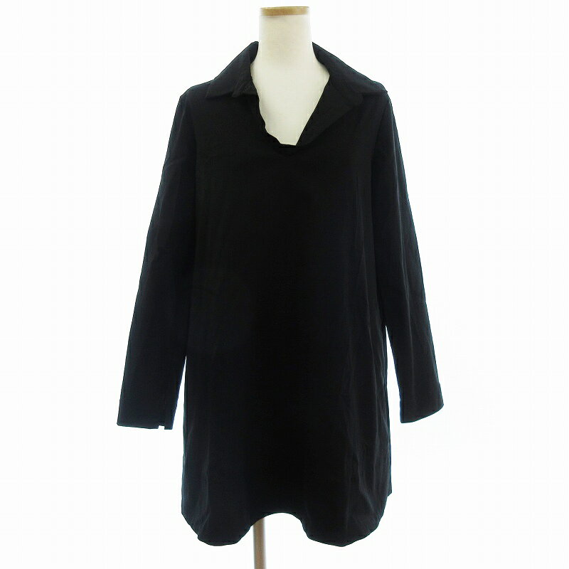 【中古】リビアナコンティ Liviana Conti チュニック カットソー 長袖 開襟 無地 黒 ブラック レディース 【ベクトル 古着】 250708