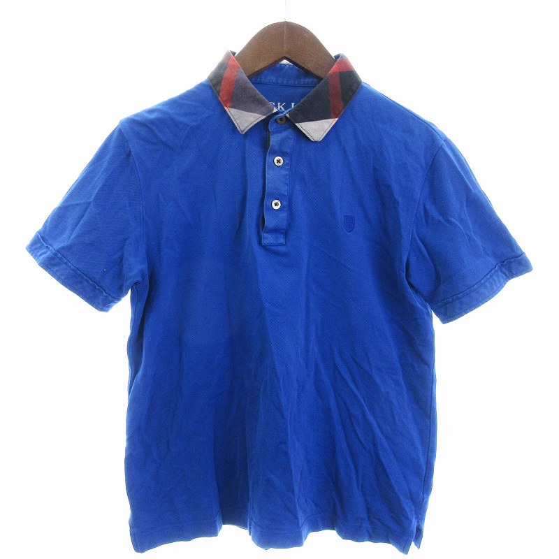 【中古】ブラックレーベルクレストブリッジ BLACK LABEL CRESTBRIDGE ポロシャツ カットソー 半袖 鹿の子 コットン 51P17-516-26 青 ブルー M メンズ 【ベクトル 古着】 250722