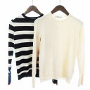 【中古】ザラ ZARA knit 2点 セット ニット セーター 長袖 ボーダー 無地 黒 白 ホワイト ブラック ピンク M レディース 【ベクトル 古着】 250730