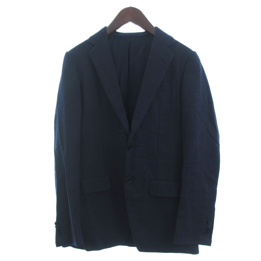 【中古】トゥモローランド TOMORROWLAND 美品 スーツ セットアップ テーラードジャケット 2B スラックス チェック柄 46 紺 ネイビー メンズ 【ベクトル 古着】 250903