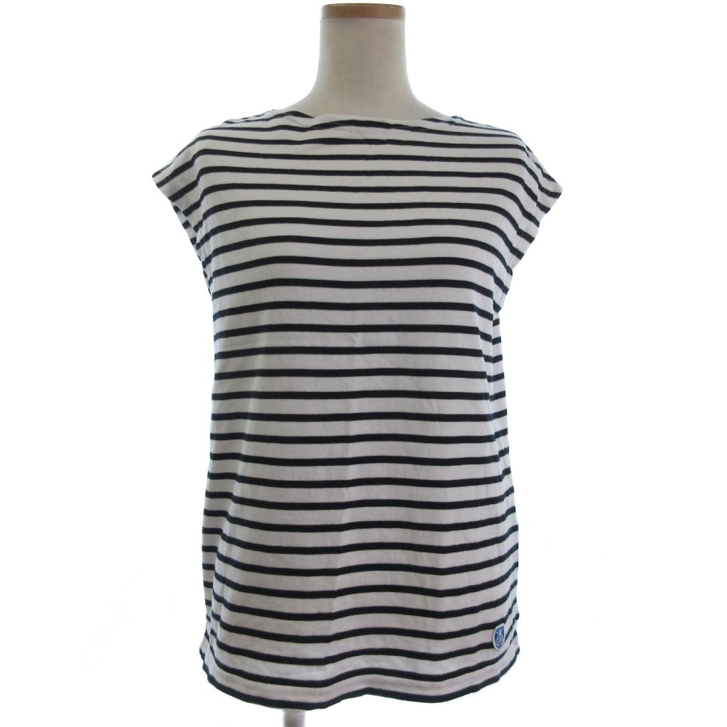 Garments - 【中古】オーチバル ORCIVAL オーシバル ボートネック ノースリーブ Tシャツ カットソー ボーダー 白 黒 ホワイト ブラック 1 S-M位 レディース 【ベクトル 古着】 250821