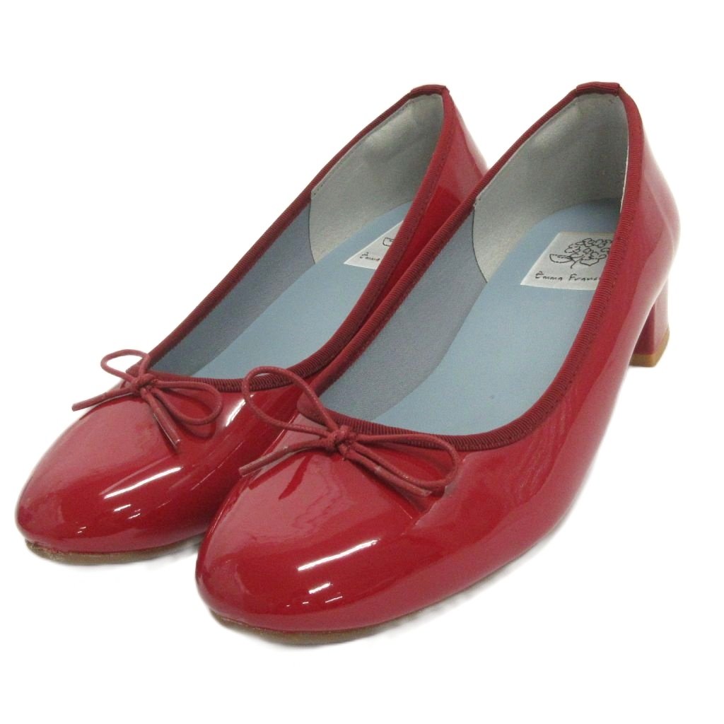 【中古】エマ フランシス EMMA FRANCIS パンプス ラウンドトゥ リボン エナメル 赤 レッド 23 ■FF レディース 【ベクトル 古着】 250825