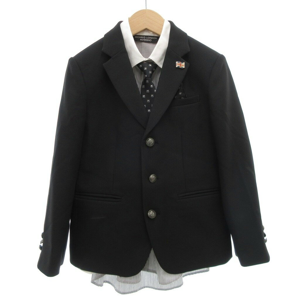 【中古】コシノミチコロンドン MICHIKO LONDON フォーマル スーツ テーラードジャケット ボタンダウンシャツ ネクタイ付き 130B 黒 ブラック 白 ホワイト /GV ■GY99 キッズ 【ベクトル 古着】 251101