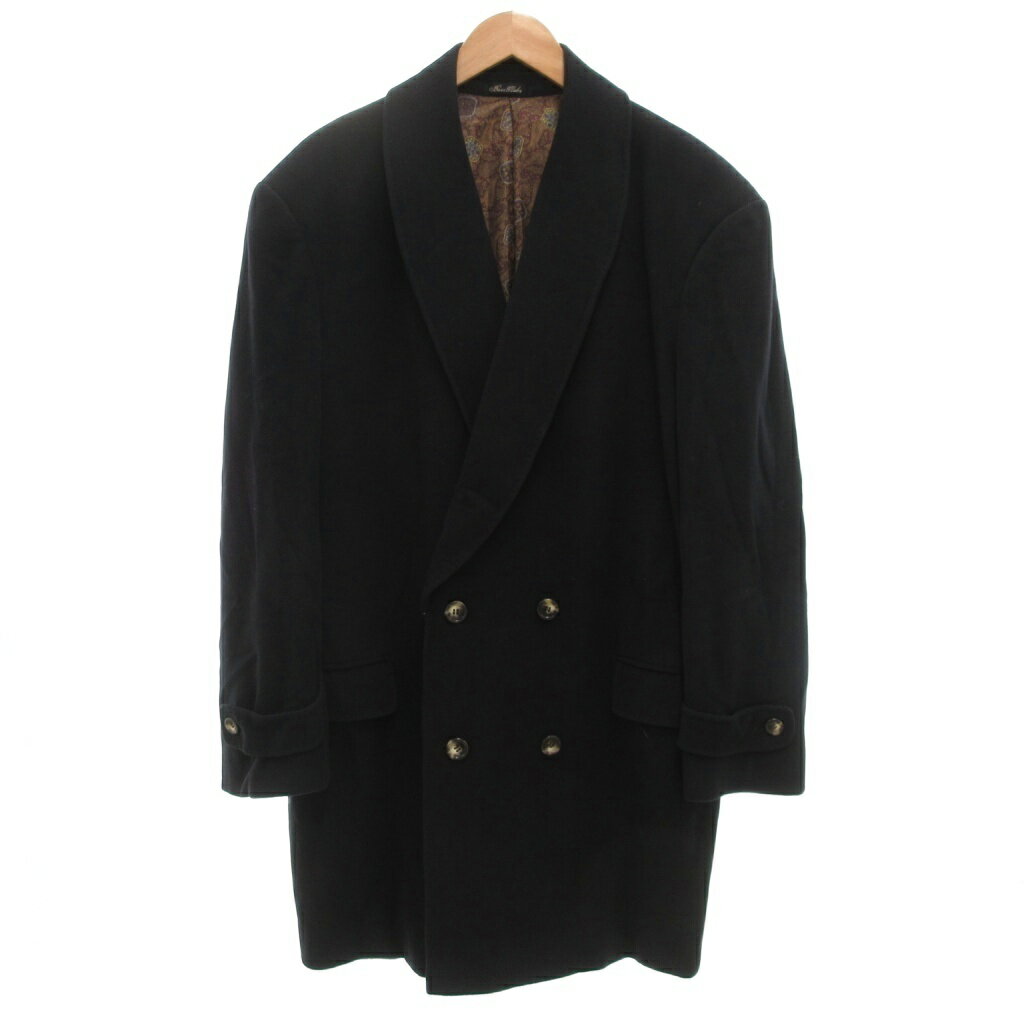 【中古】ボス クラブ BOSS CLUB チェスターコート ロング ウール カシミヤ混 ダブルブレスト 裏地総柄 ..