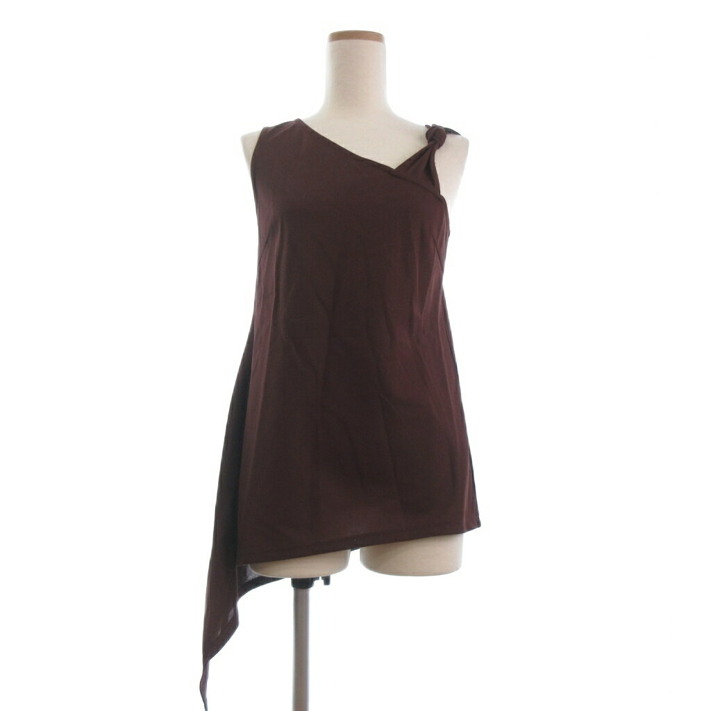 【中古】未使用品 エリン ELIN タグ付き Raschel Asymmetry Tank アシンメトリー カットソー ノースリーブ 茶 ブラウン 36 ■TC レディース 【ベクトル 古着】 260121