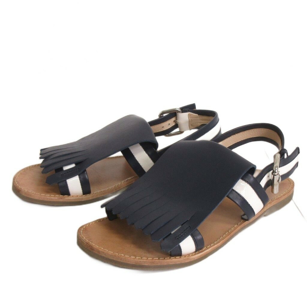 【中古】マルニ MARNI サンダル タッセル レザー 紺 ネイビー 38 24.5cm 靴 ■TC レディース 【ベクトル 古着】 260124