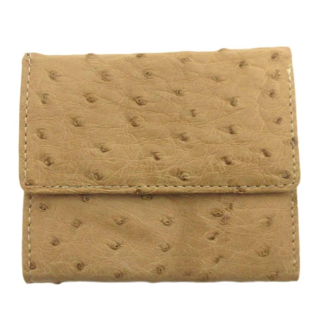 【中古】ノーブランド オーストリッチ 三つ折り財布 小銭入れ 茶 ブラウン ウォレット ■GY99 レディース 【ベクトル 古着】 260307
