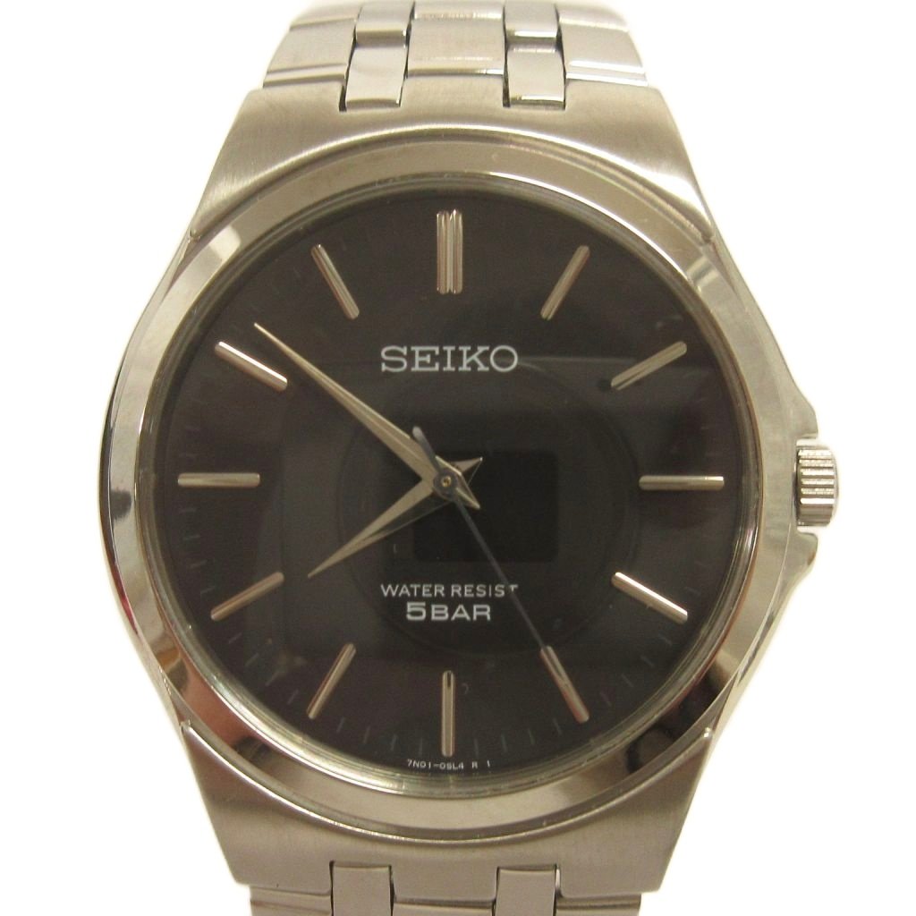 【中古】セイコー SEIKO スピリット 腕時計 クオーツ 3針 アナログ 7N01-0DM0 文字盤 黒 シルバーカラー ウォッチ ジャンク ■GY99 メンズ 【ベクトル 古着】 260331