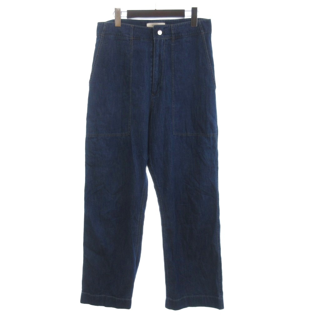 スタジオニコルソン STUDIO NICHOLSON SOFT WASH DENIM ベイカーデニムパンツ ジッパーフライ リネン混 51-10-731015 青 ブルー S メンズ  260330