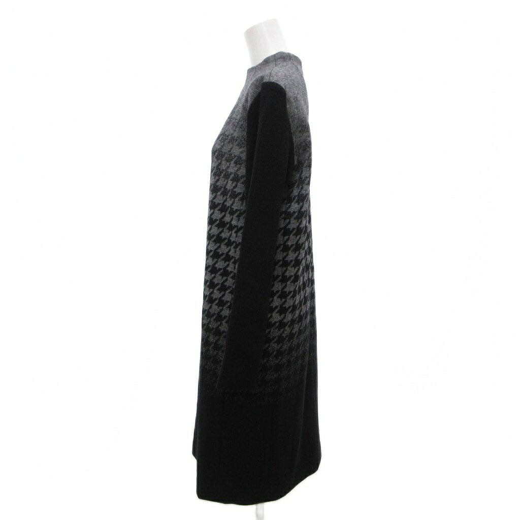 ブランド古着ベクトルプレミアム店の【中古】ユーバイウンガロ U by ungaro チュニック ワンピース グレンチェック 千鳥柄 ニット切替 38 黒 ブラック グレー /JS レディース 【ベクトル 古着】 260508｜アングル3