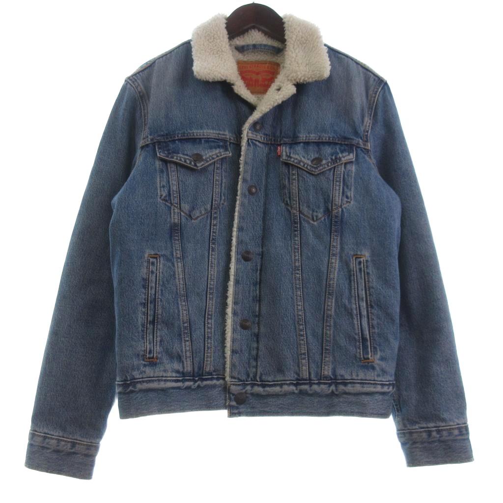 【中古】リーバイス Levi's デニムジャケット Gジャン 長袖 裏ボア コットン 青 ブルー S メンズ 【ベクトル 古着】 260421