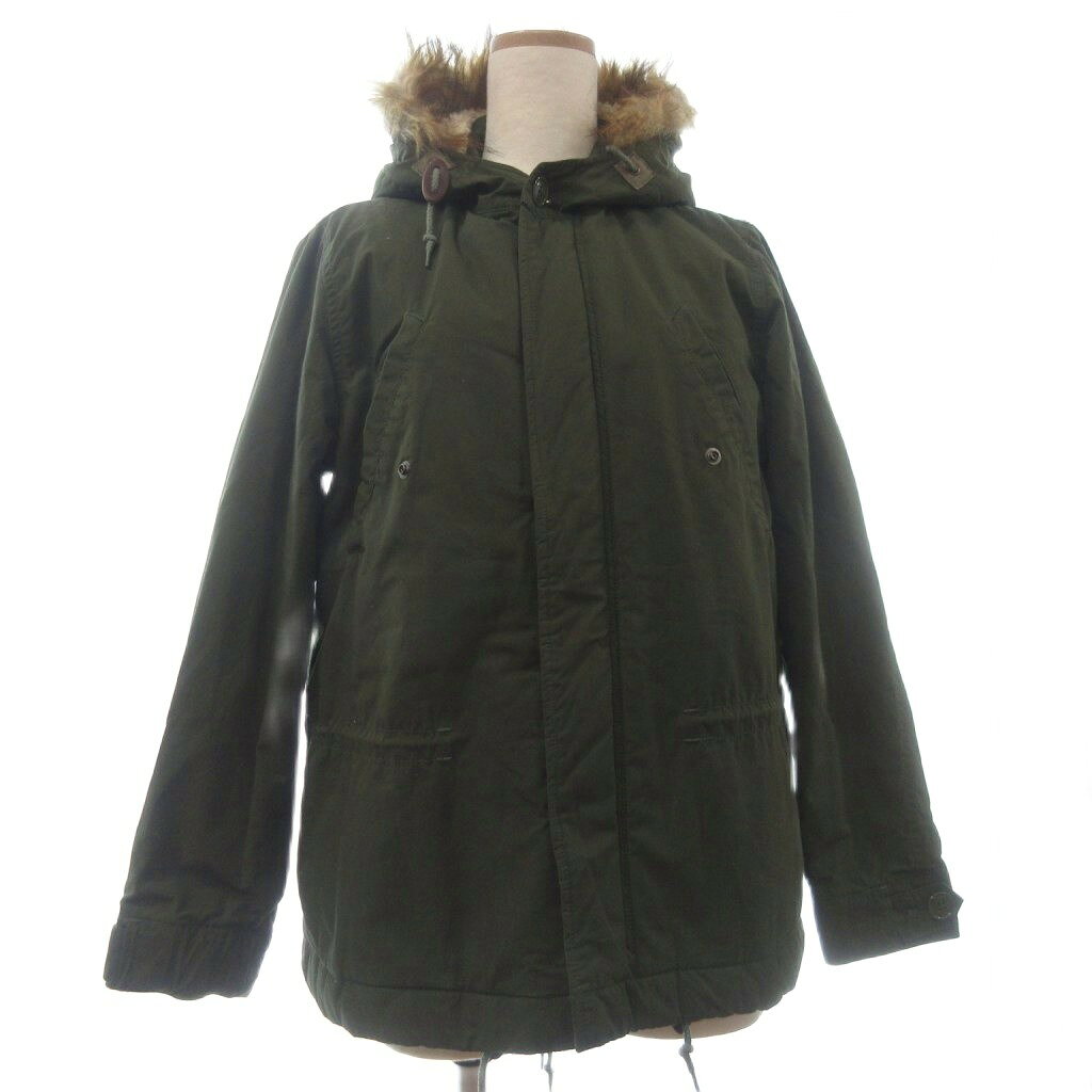 【中古】ジョンブル JOHNBULL モッズジャケット 長袖 フード フェイクファー カーキ M レディース 【ベクトル 古着】 260516