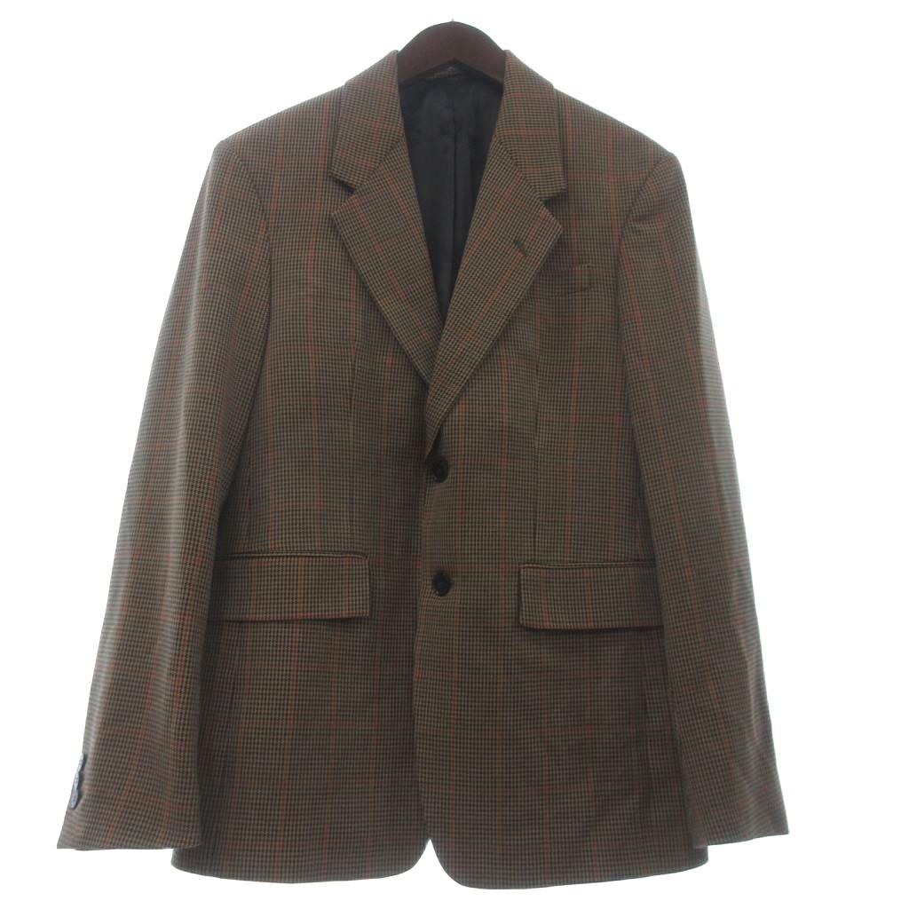 【中古】ザラ ZARA テーラードジャケット 長袖 チェック 茶 ブラウン 38 ■GY99 メンズ 【ベクトル 古着】 260516