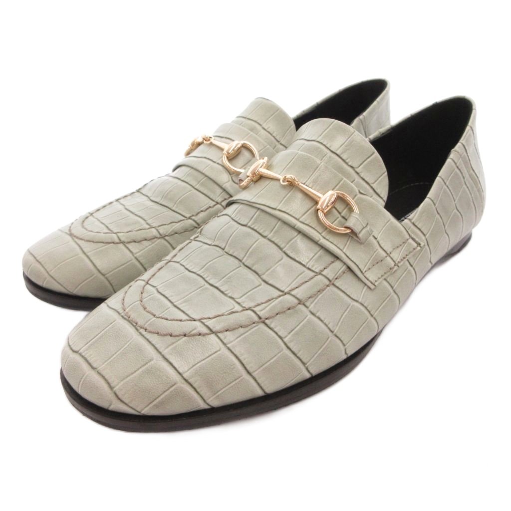【中古】ユウコイマニシプラス yuko imanishi+ ローファー モカシン 37 緑 グリーン ビット金具 クロコ型押し /SX レディース 【ベクトル 古着】 260602