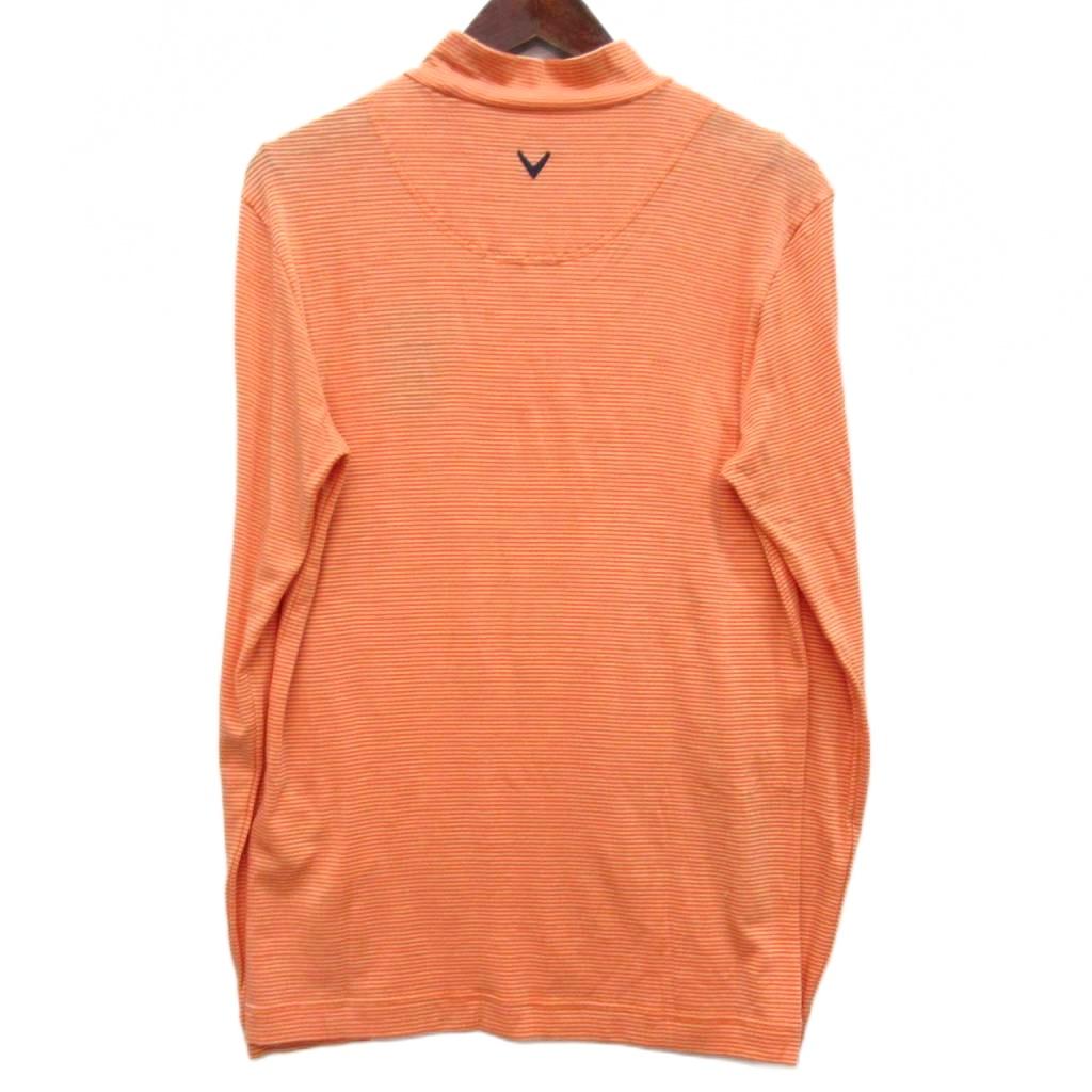 【中古】キャロウェイ CALLAWAY ボーダー モックネック シャツ 長袖 オレンジ M 24...