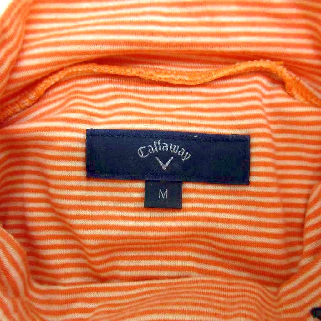 【中古】キャロウェイ CALLAWAY ボーダー モックネック シャツ 長袖 オレンジ M 24...