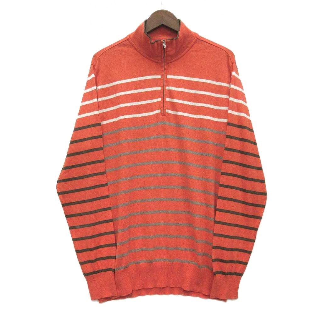 【中古】ヒールクリーク Heal Creek コットン カシミヤ ニット ボーダー ハーフジ...