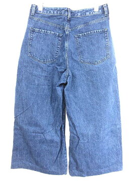 ジーユー GU 17AW バギージーンズ デニムパンツ ハイウエスト 七分丈 タック ワイドシルエット 紺 XL ※AI 180822・ レディース 【中古】【ベクトル 古着】 180825 ブランド古着ベクトルプレミアム店