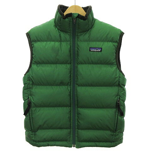 【中古】パタゴニア Patagonia ダウンベスト ジップアップ スタンドカラー 68341F6 緑 グリーン M 10 ■GY01 キッズ 【ベクトル 古着】 240112