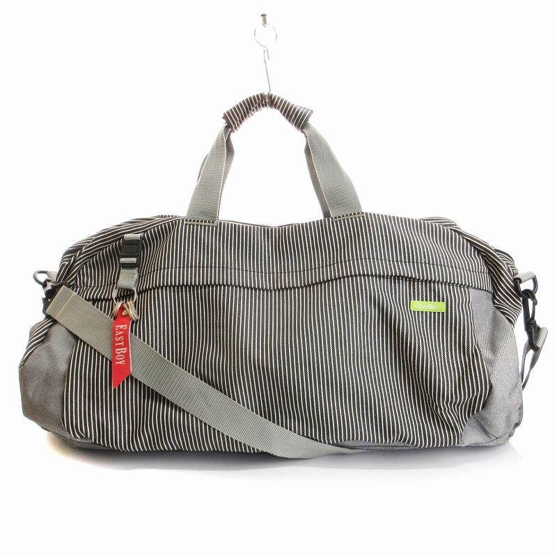 【中古】イーストボーイ EAST BOY ボストンバッグ ショルダー 2WAY 旅行 トラベル ヒッコリー ストライプ ネイビー /KO レディース 【ベクトル 古着】 240820