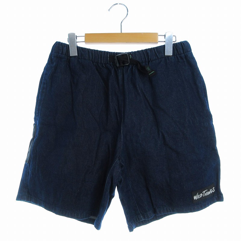 【中古】ワイルドシングス WILDTHINGS クライミングパンツ デニムショートパンツ ハーフ ジーンズ 切替 バイカラー USA製 M インディゴブルー 黒 ブラック /DK メンズ 【ベクトル 古着】 241017
