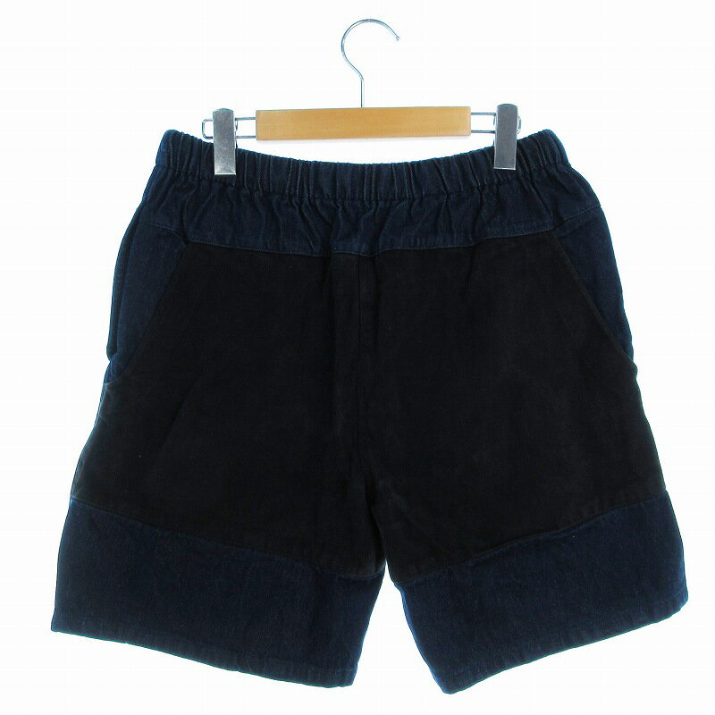 【中古】ワイルドシングス WILDTHINGS クライミングパンツ デニムショートパンツ ハーフ ジーンズ 切替 バイカラー USA製 M インディゴブルー 黒 ブラック /DK メンズ 【ベクトル 古着】 241017