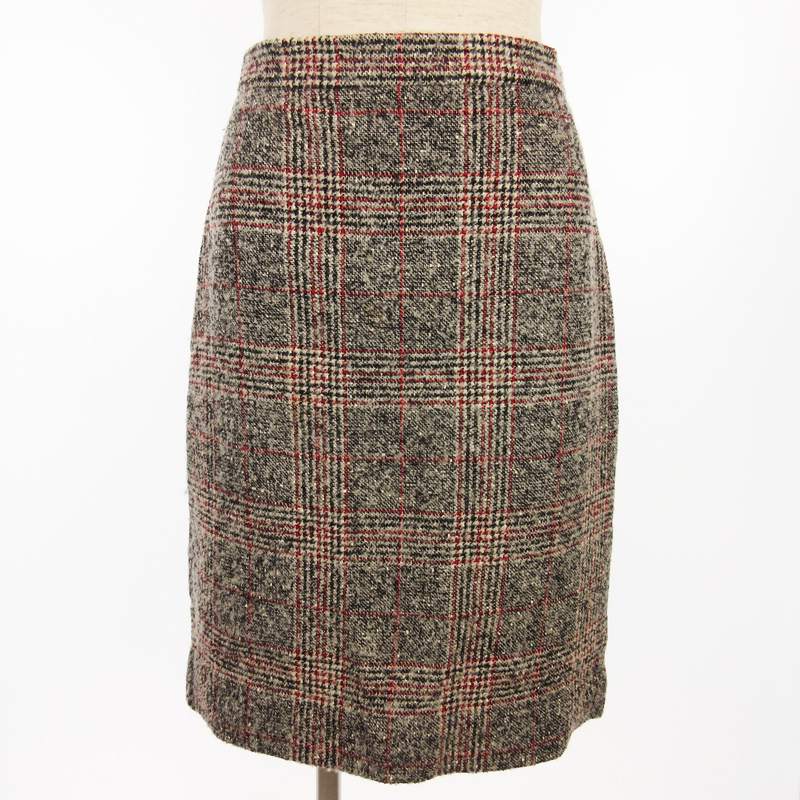 【中古】ソニアリキエル SONIA RYKIEL スカート ひざ丈 チェック ウール コットン フランス製 黒 ブラック 42 ■GY09 レディース 【ベクトル 古着】 241128