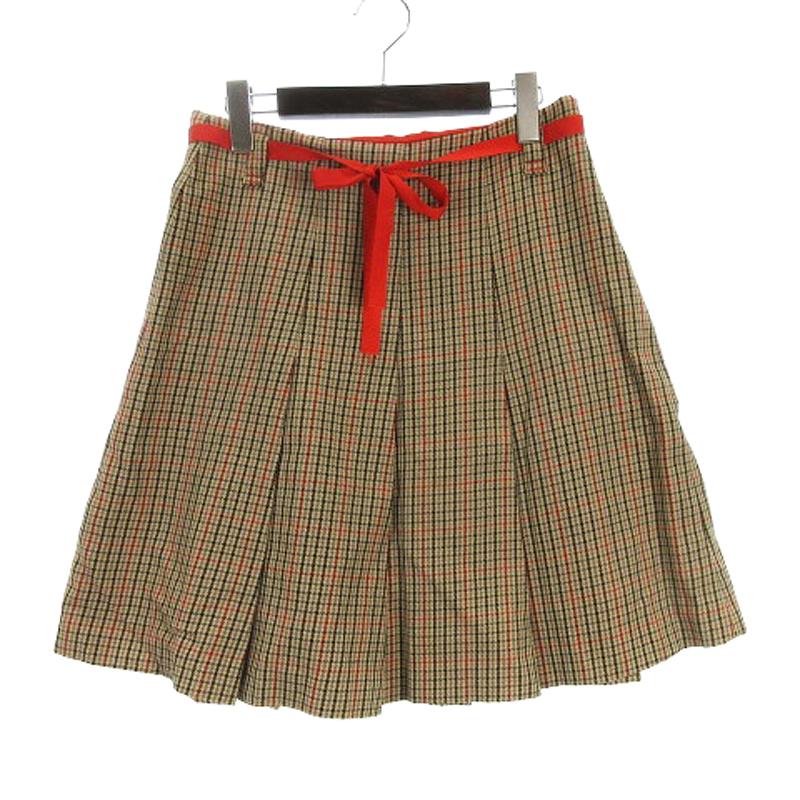 【中古】ザラウーマン ZARA WOMAN チェック タック スカート ベージュ系 250131E ■GY99 レディース 【ベクトル 古着】 250131