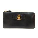 【中古】サルヴァトーレフェラガモ Salvatore Ferragamo 長財布 ウォレット ヴァラリボン L字ファスナー ブラック 250307E レディース...