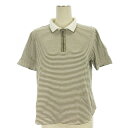 【中古】ランバン スポール LANVIN SPORT ハーフジップ ポロシャツ 半袖 ボーダー 38 ホワイト カーキ 250313E ■GY99 レディース ...