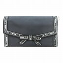 【中古】モスキーノ MOSCHINO 長財布 フラップ ナイロン リボン ロゴ 黒 白 /JS ■GY99 レディース 【ベクトル 古着】 250319