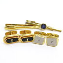 【中古】イヴサンローラン YVES SAINT LAURENT タイピン カフス ロゴ 6点セット ゴールドカラー ■GY99 メンズ 【ベクトル 古着】 25...