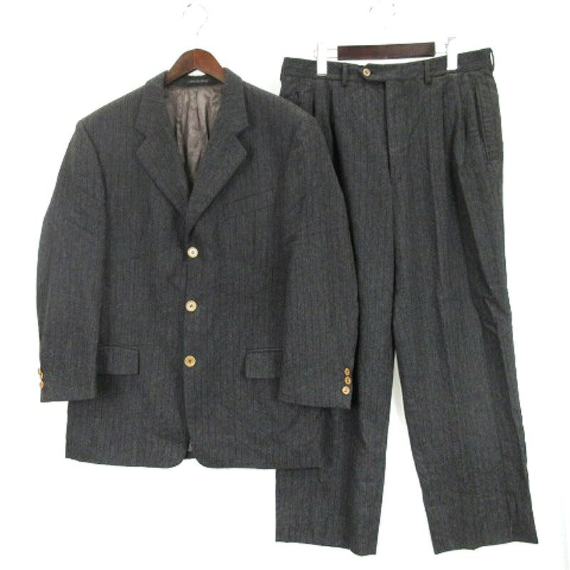 【中古】クリッツィアウォモ KRIZIAUOMO セットアップ スーツ ジャケット パンツ ストライプ 52 グレー 250403E メンズ 【ベクトル 古着】 250403