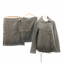 【中古】ジュンコシマダ JUNKO SHIMADA セットアップ 3P ジャケット カットソー スカート ひざ丈 ノースリーブ スパンコール 9 グレー /JS...