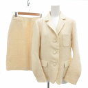 【中古】ジュンコシマダ JUNKO SHIMADA セットアップ ジャケット ひざ丈スカート タイト モヘア カシミヤ シルク混 3B 総裏 9 M 白 アイボ...
