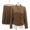 【中古】49アベニュー ジュンコシマダ 49AV. junko shimada 美品 セットアップ ノーカラージャケット ジップブルゾン タックスカート フレア...