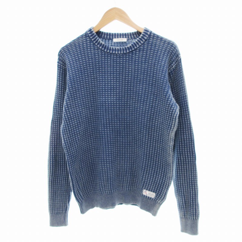 【中古】ベイフロー BAYFLOW ワッフル リブニット 長袖 ロゴタグ クルーネック 2 青 /JS レディース 【ベクトル 古着】 250402