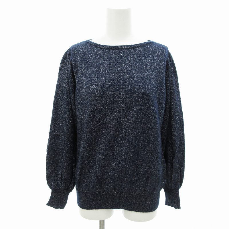【中古】ユナイテッドアローズ UNITED ARROWS closet story ニット セーター パフスリーブ ラメ 長袖 紺 ネイビー /FF ■GY14 レディース 【ベクトル 古着】 250417