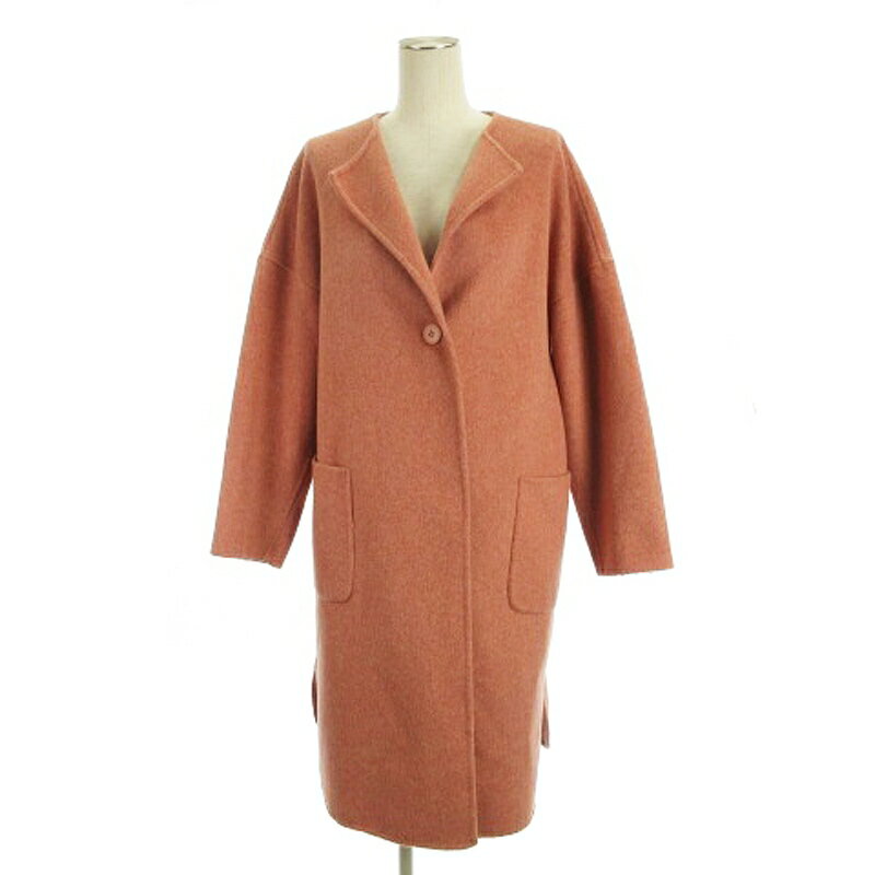 【中古】レディラックルカ LADY LUCK LUCA ノーカラー ウール混 コート ピンク 250508E アウター レディース 【ベクトル 古着】 250508