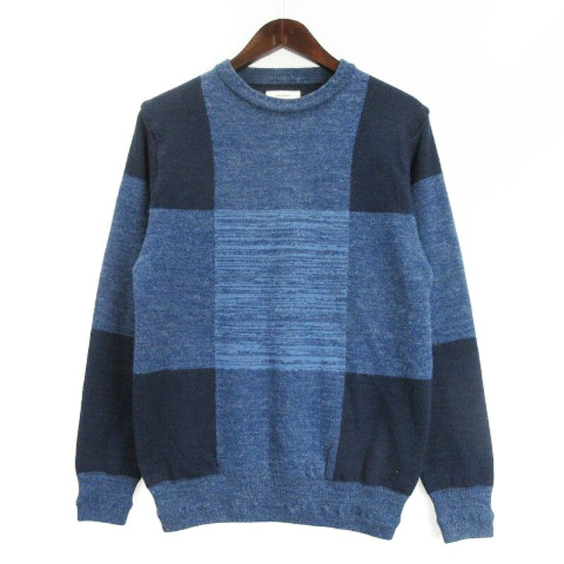 【中古】アーバンリサーチ URBAN RESEARCH セーター ニット 長袖 チェック 40 ブルー 250516E メンズ 【ベクトル 古着】 250516