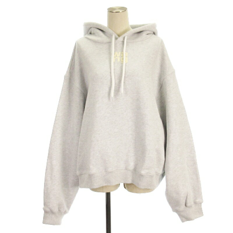 【中古】未使用品 アレキサンダーワン ALEXANDER WANG タグ付き ESSENTIAL TERRY HOODIE ロゴ スウェットパーカー プルオーバー 4CC3242101 ライトグレー XL レディース 【ベクトル 古着】 250504