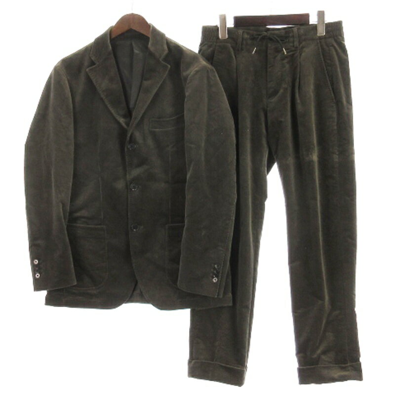 【中古】リングヂャケット RING JACKET × サロンドグローバルワーク Salon de GW セットアップ コーデュロイ シングル ジャケット ロールアップ パンツ グレー系 M S メンズ 【ベクトル 古着】 250530