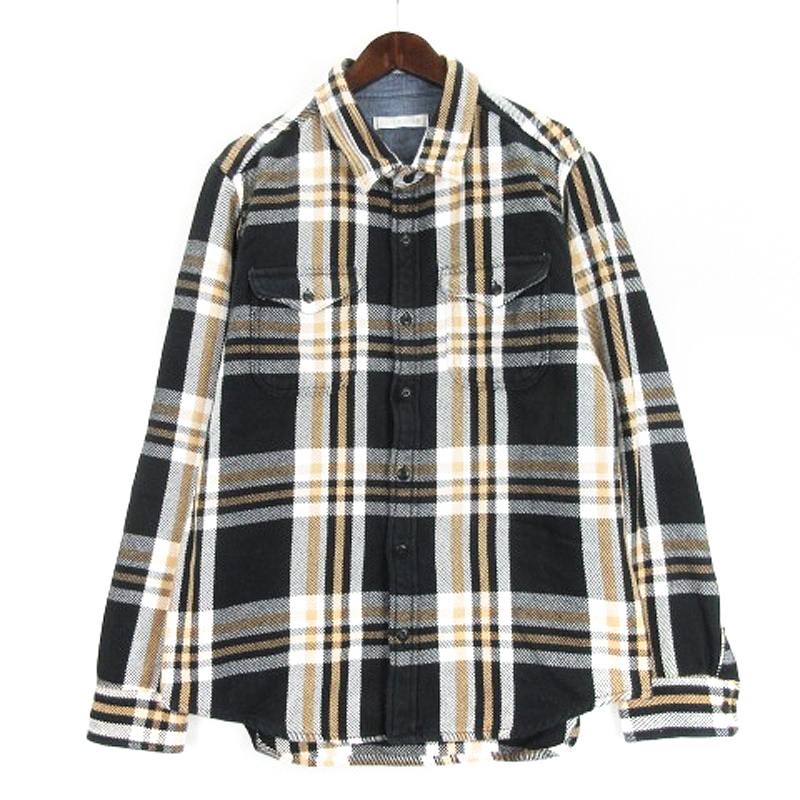 【中古】アウターノウン OUTERKNOWN チェック ブランケットシャツ 長袖 ブラック L 250530E ■GY03 メンズ 【ベクトル 古着】 250530