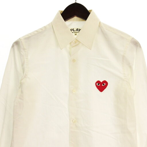 【中古】プレイコムデギャルソン PLAY COMME des GARCONS シャツ 長袖 ハートパッチ AZ-B001 AD2006 ホワイト M メンズ 【ベクトル 古着】 250623